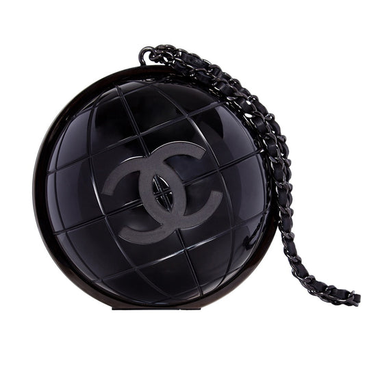 Chanel Black Globe Minaudiere Clutch
