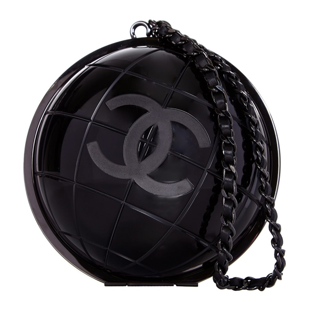 Chanel Black Globe Minaudiere Clutch
