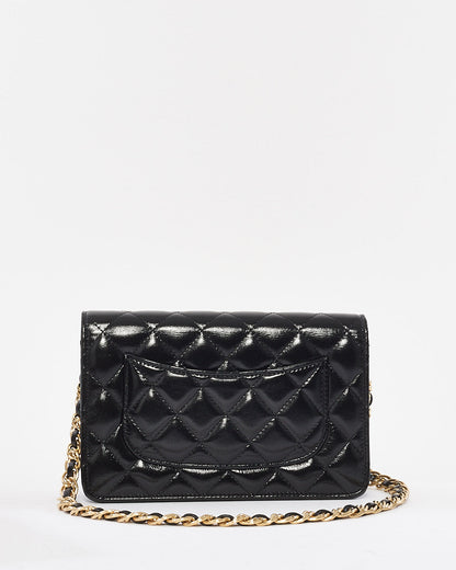 Chanel Black Shiny Lambskin Wallet on Chain Crossbody GHW