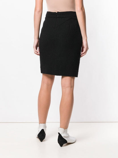 Black Wool Crisscross Skirt
