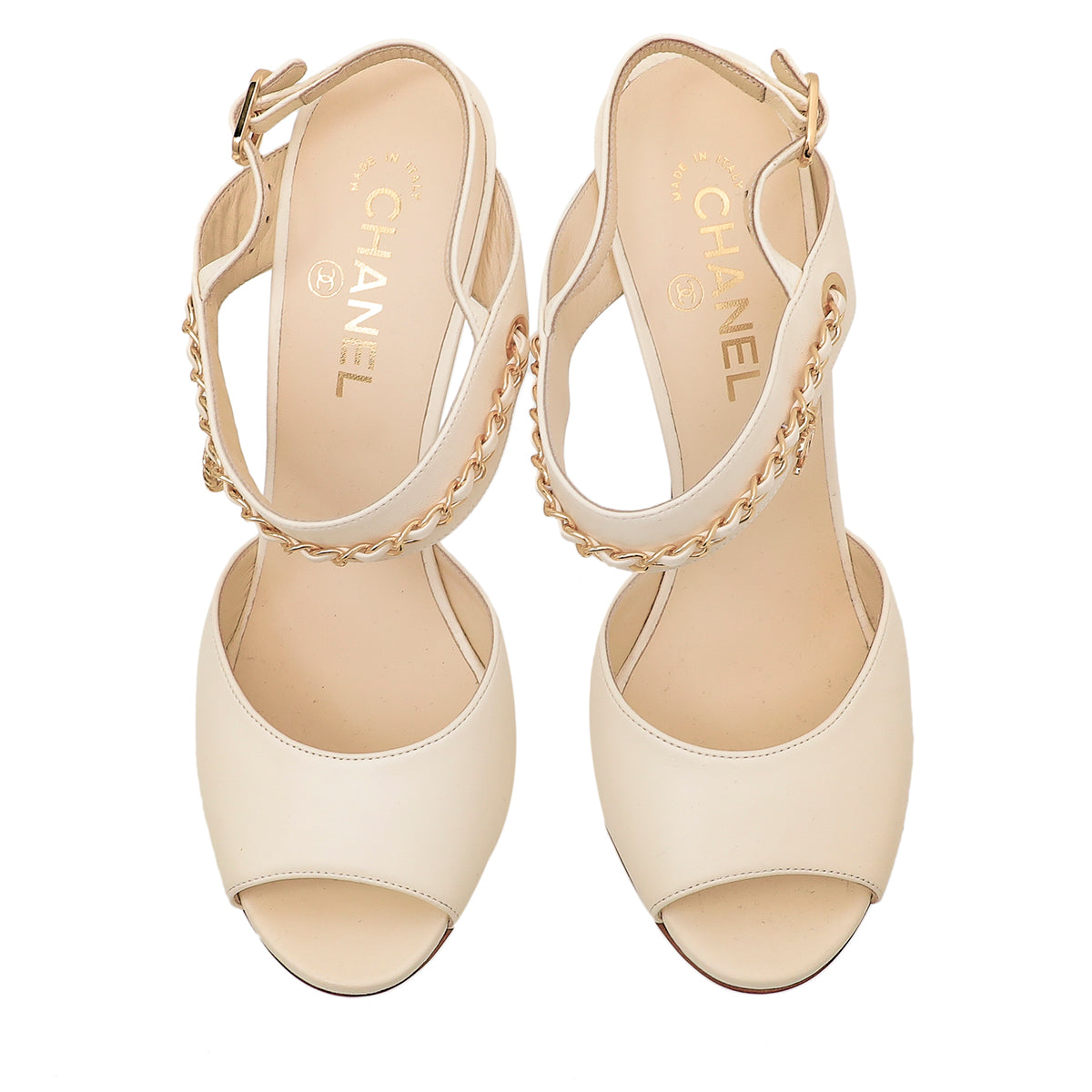 Chanel Off White CC Chain Charm Sandal 40.5