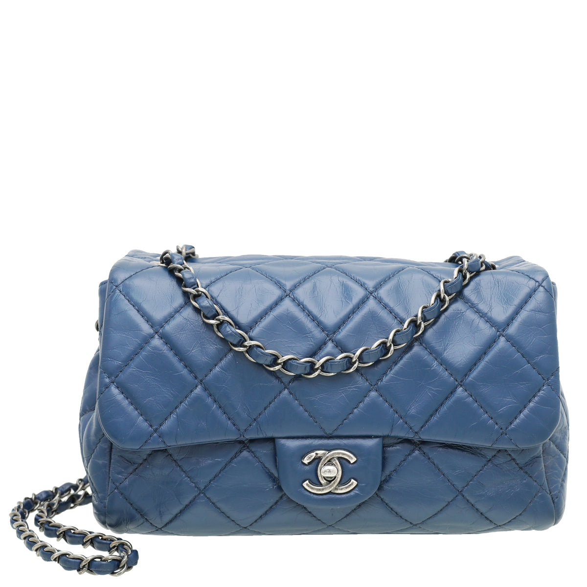 Chanel Blue CC Accordion Aged Flap Bag