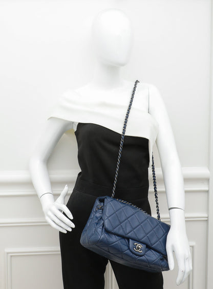 Chanel Blue CC Accordion Aged Flap Bag