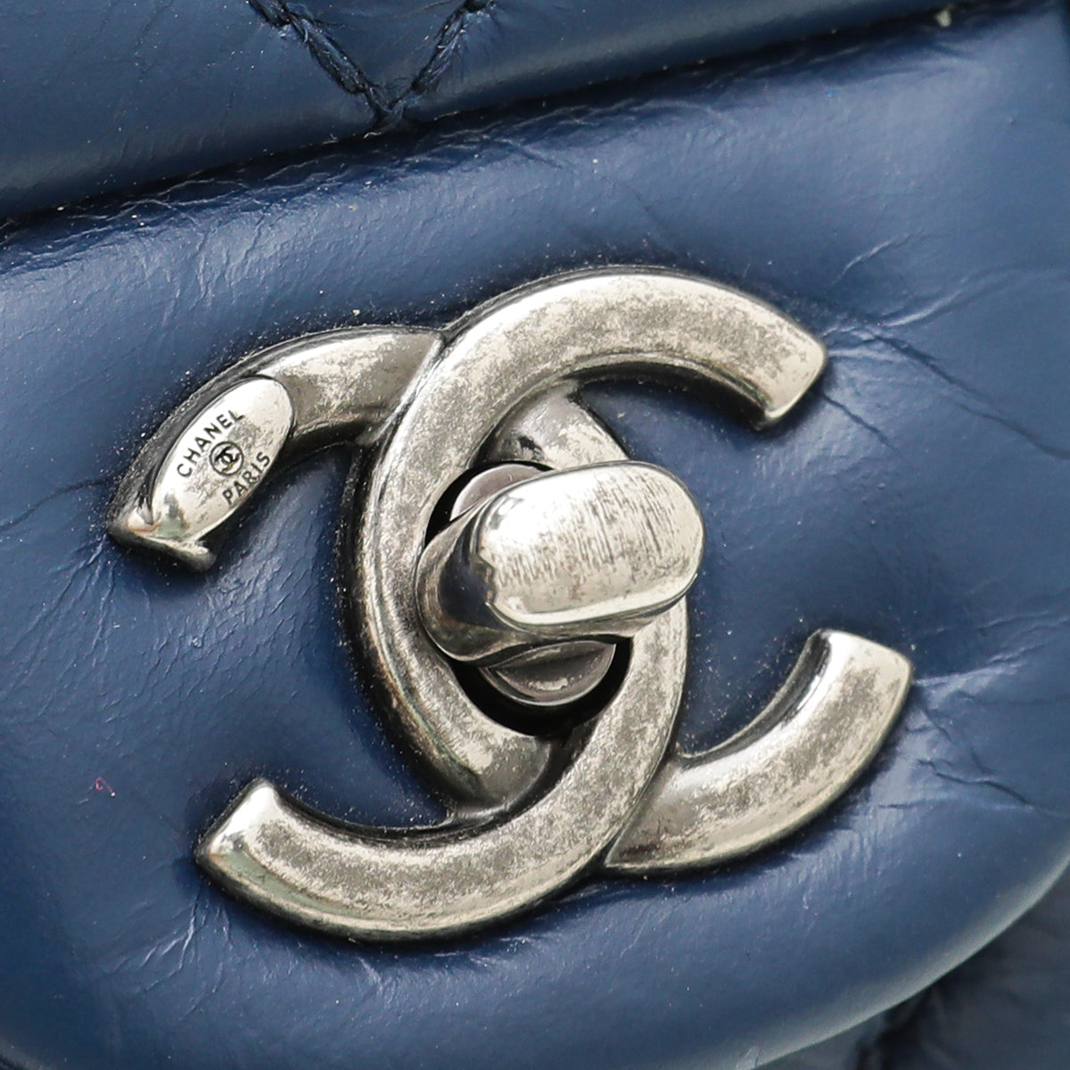 Chanel Blue CC Accordion Aged Flap Bag