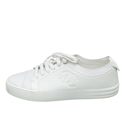 Chanel White CC Low Top Sneaker 36