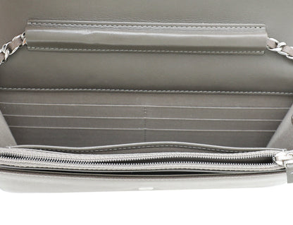 Chanel Gray CC Sevruga Wallet On Chain