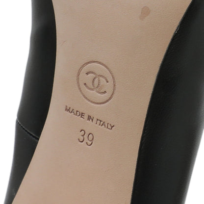 Chanel Black CC Chain Peep Toe Pump 39