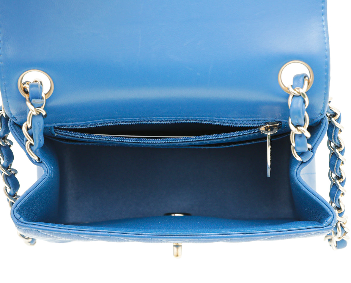 Chanel Blue CC Chevron Mini Square Flap Bag