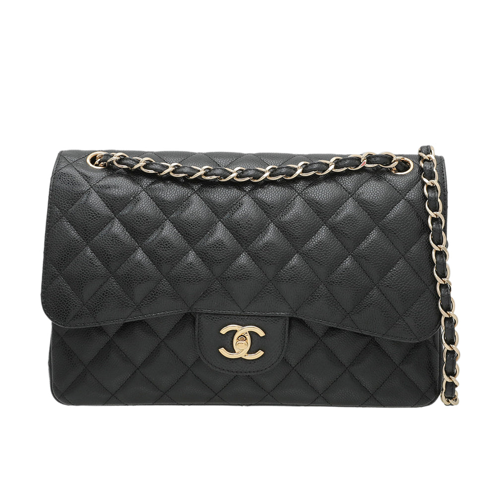 Chanel Black CC Classic Double Flap Jumbo Bag