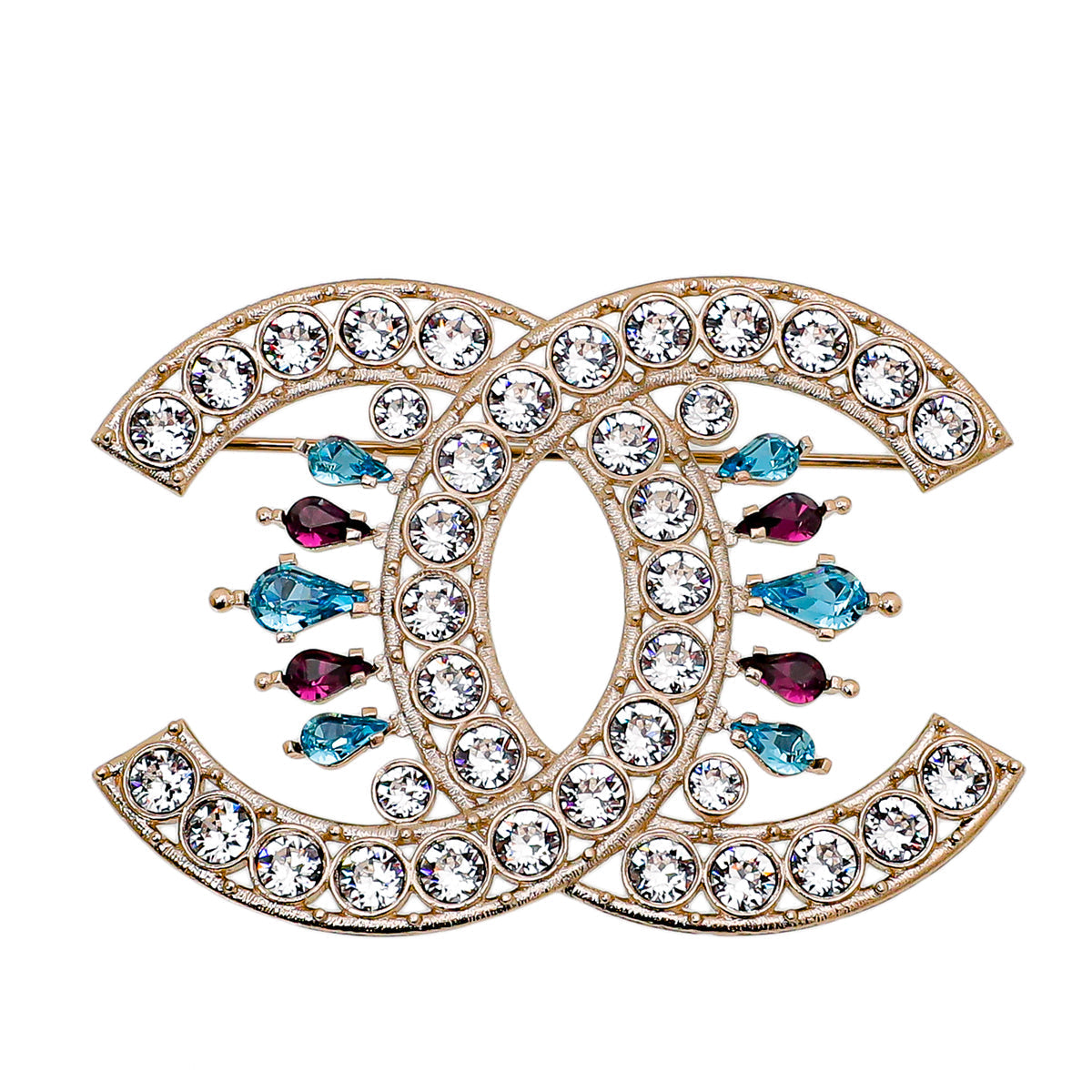 Chanel Gold CC Crystal Brooch