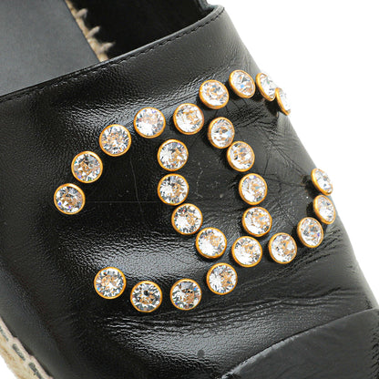 Chanel Black CC Crystal Espadrille Flat 39