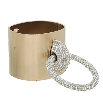 Chanel Gold CC Crystal Ring Wide Cuff Bracelet