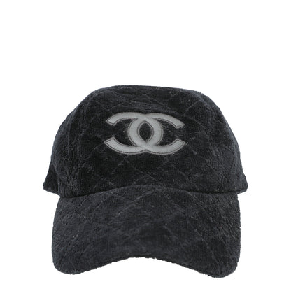 Chanel Black CC Quilted Diamond Baseball Hat Small