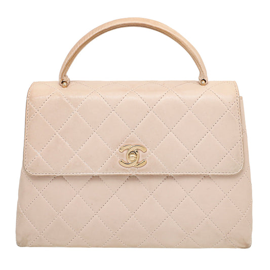 Chanel CC kelly top handle small beige