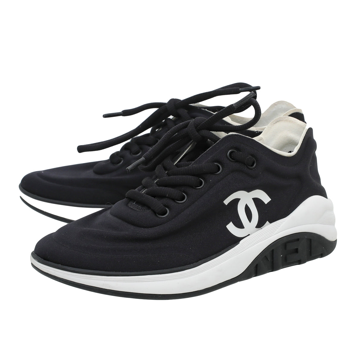 Chanel Black CC Logo Lycra Trainer Sneaker 36.5