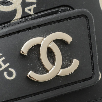 Chanel Black CC Dad Logo Print Sandals 38
