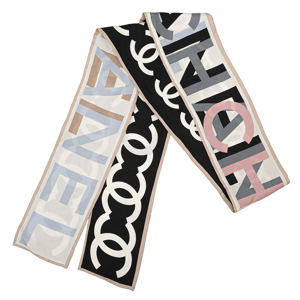 Chanel Multicolor CC Logo Silk Twilly Bandeau