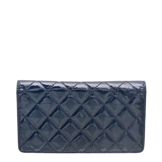 Chanel Navy Blue CC L Yen Wallet