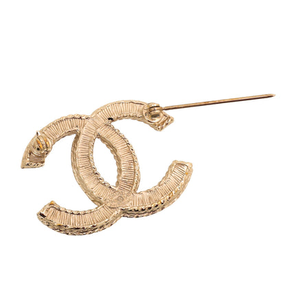 Chanel White CC Pearl Brooch