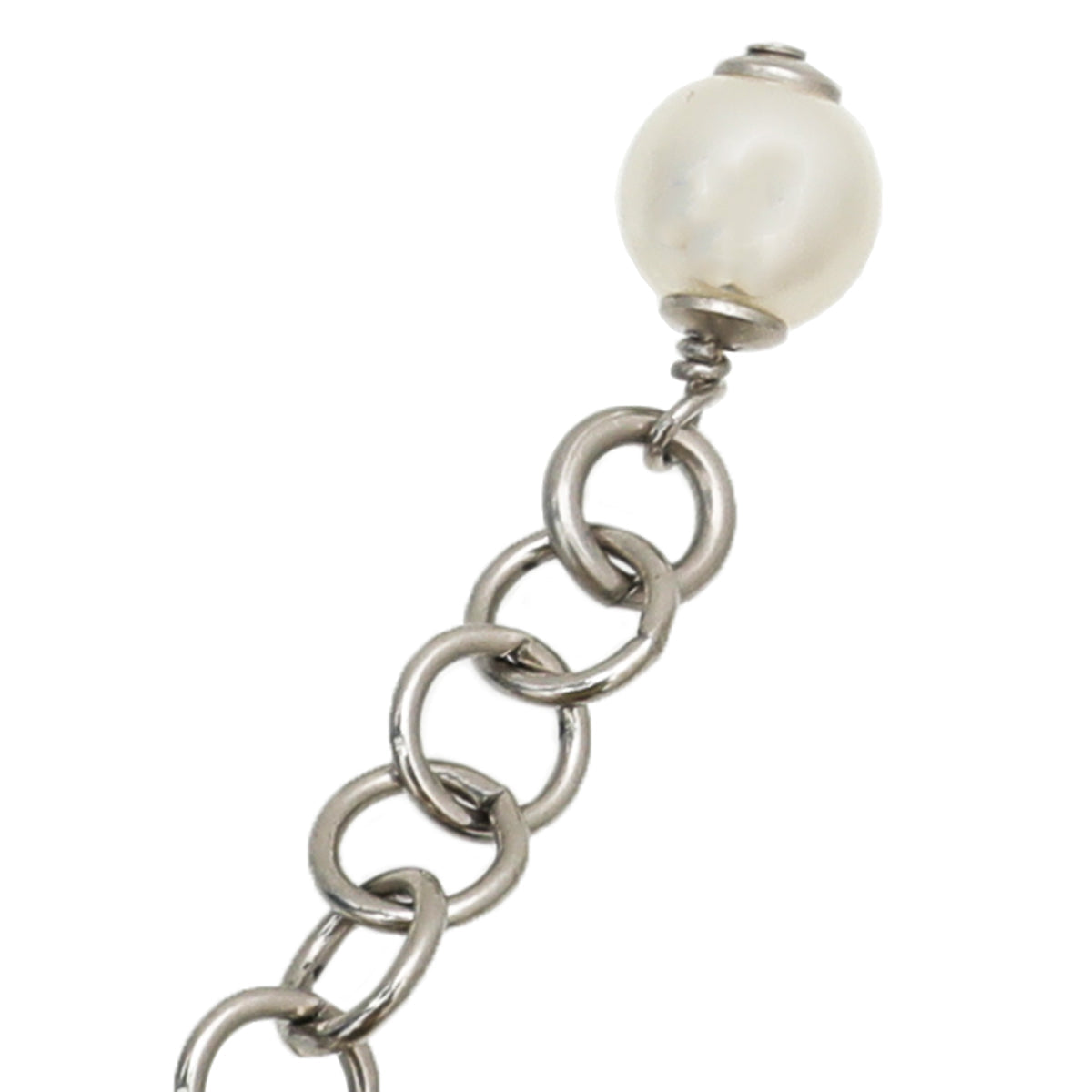 Chanel White CC Pearl Crystal Necklace