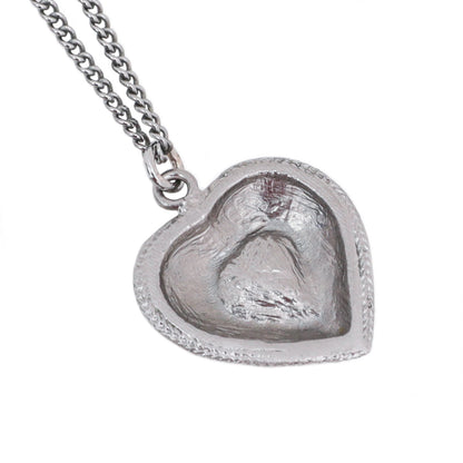 Chanel Blue CC Pearl Enamel Heart Pendant Necklace