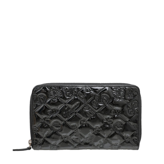 Chanel Black Charm Embossed Organizer Wallet