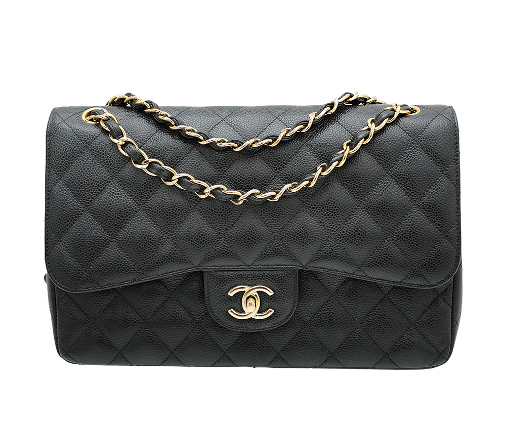 Chanel Black Classic Double Flap Jumbo Bag