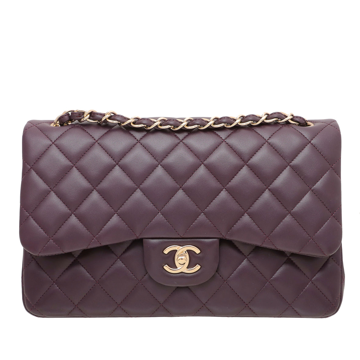 Chanel Dark Violet Classic Jumbo Double Flap Bag