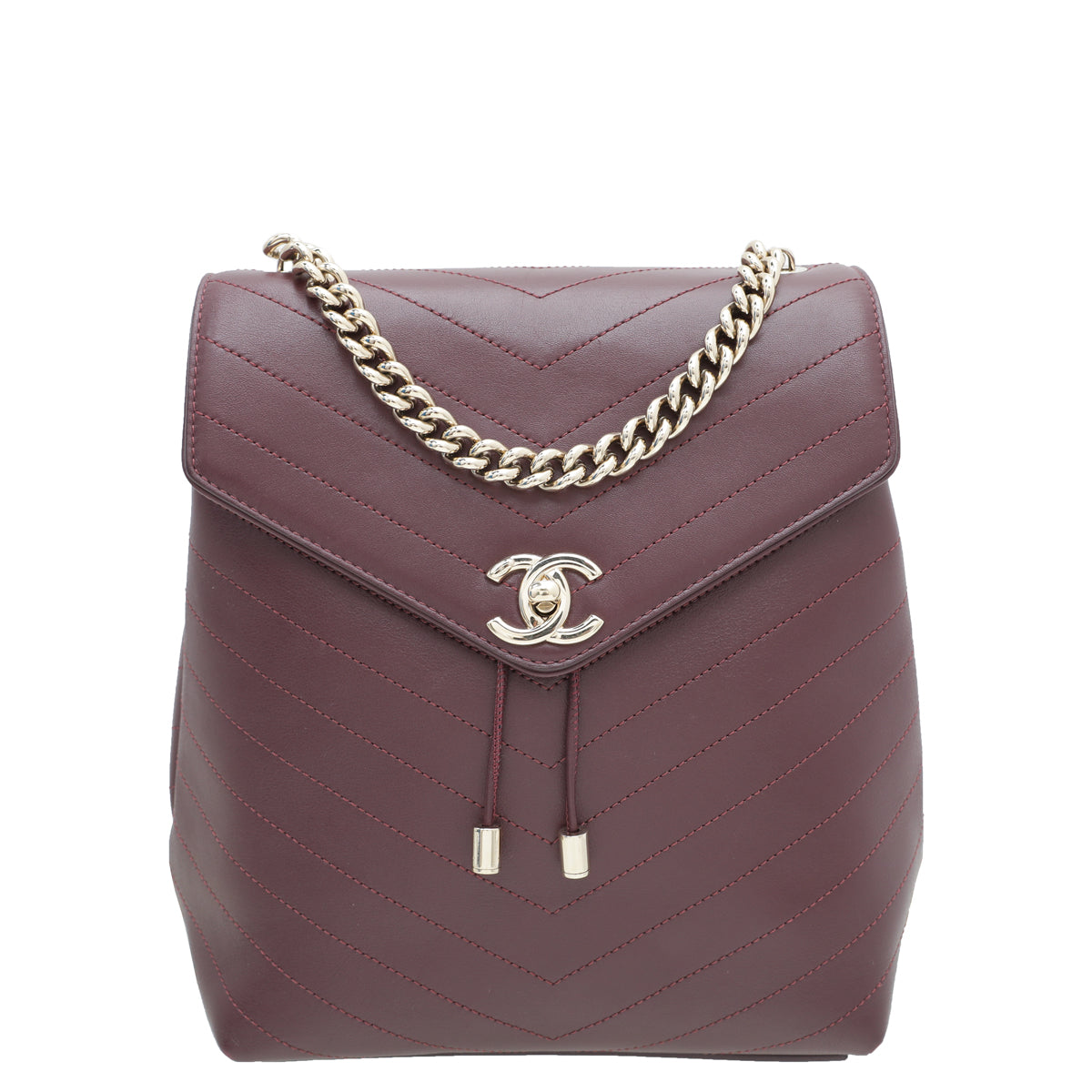 Chanel Burgundy Coco Chevron Backpack Bag