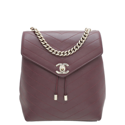 Chanel Burgundy Coco Chevron Backpack Bag