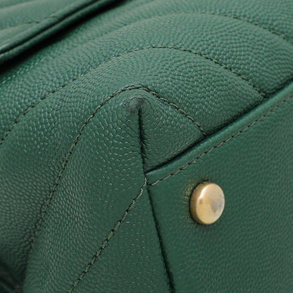 Chanel Olive Green Chevron Coco Handle Small Bag