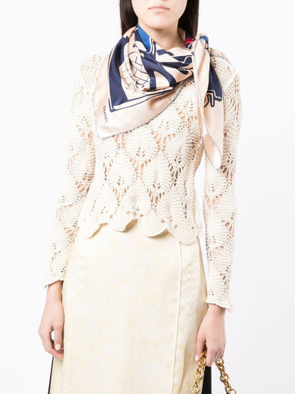 Cream Luggage Print Silk Scarf