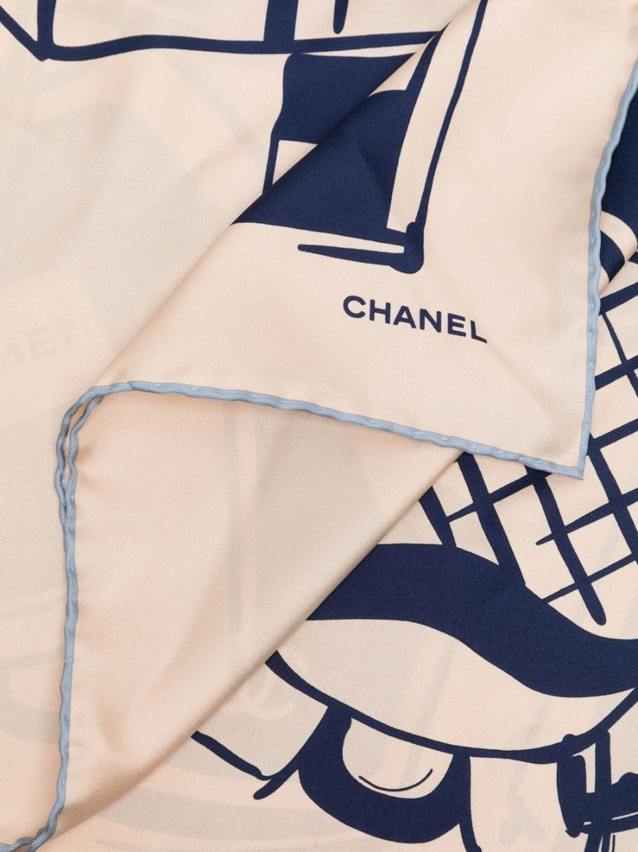 Cream Luggage Print Silk Scarf