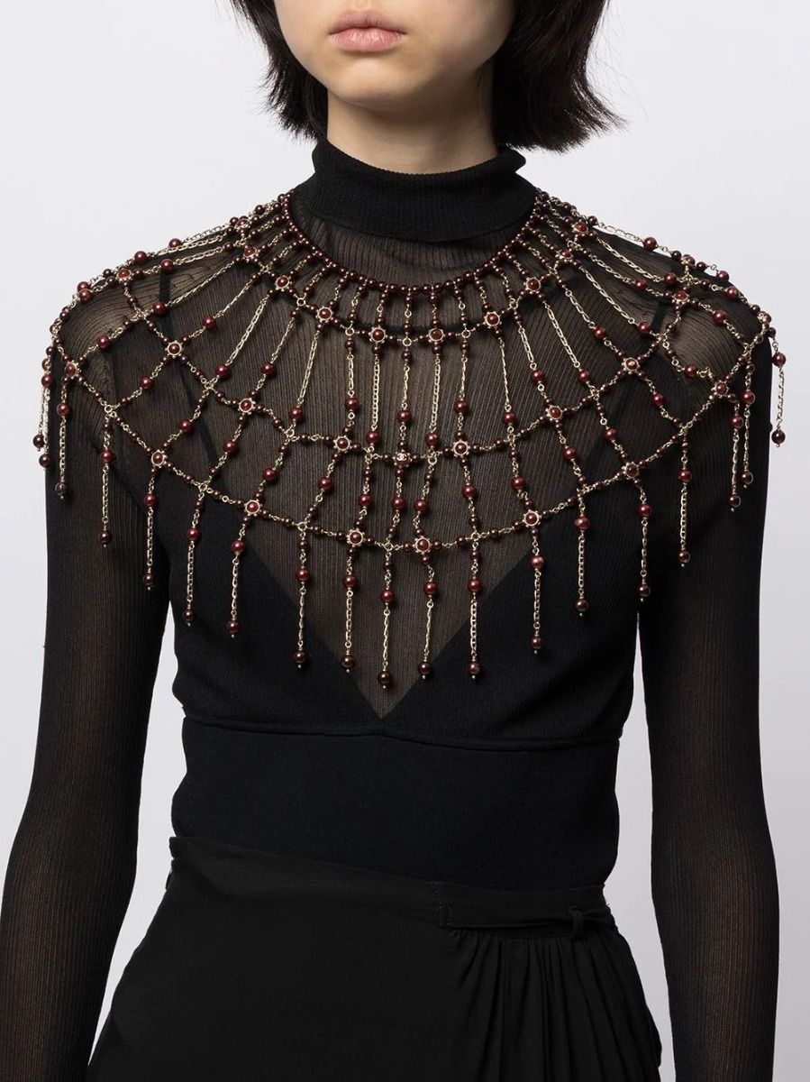 2016 Dark Red Gripoix Collar Necklace