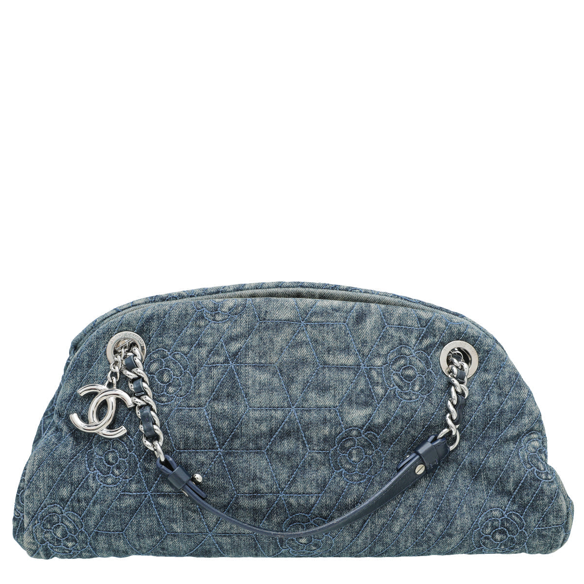 Chanel Blue Denim Camellia Just Mademoiselle Bag