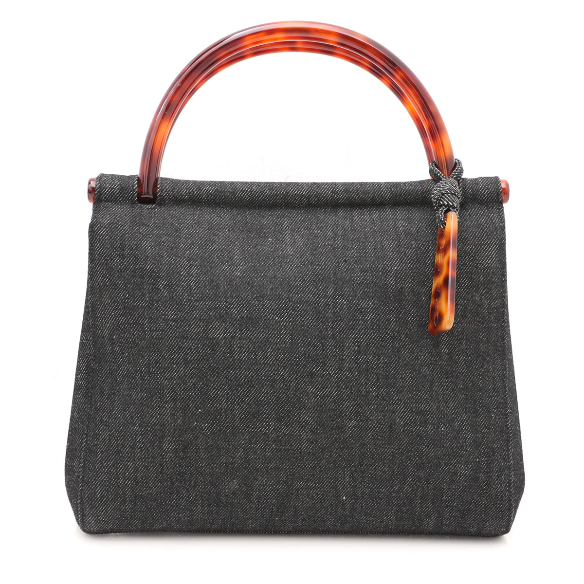 Chanel Black Denim Tortoise Top Handle Bag