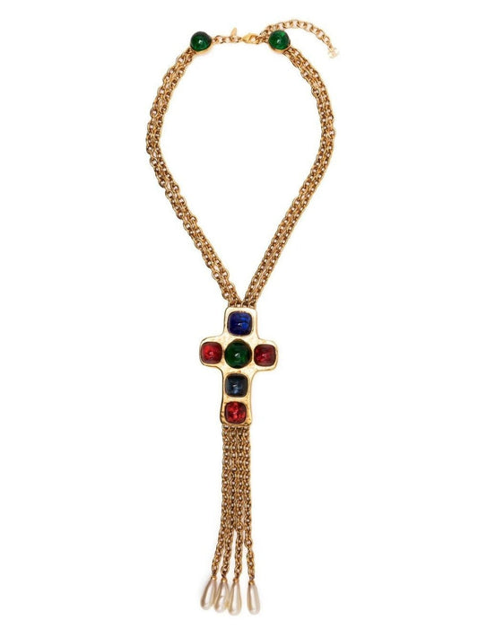 Chanel Cabochon Cross Necklace
