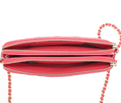 Chanel Pink Double Zip Wallet On Chain
