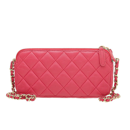 Chanel Pink Double Zip Wallet On Chain