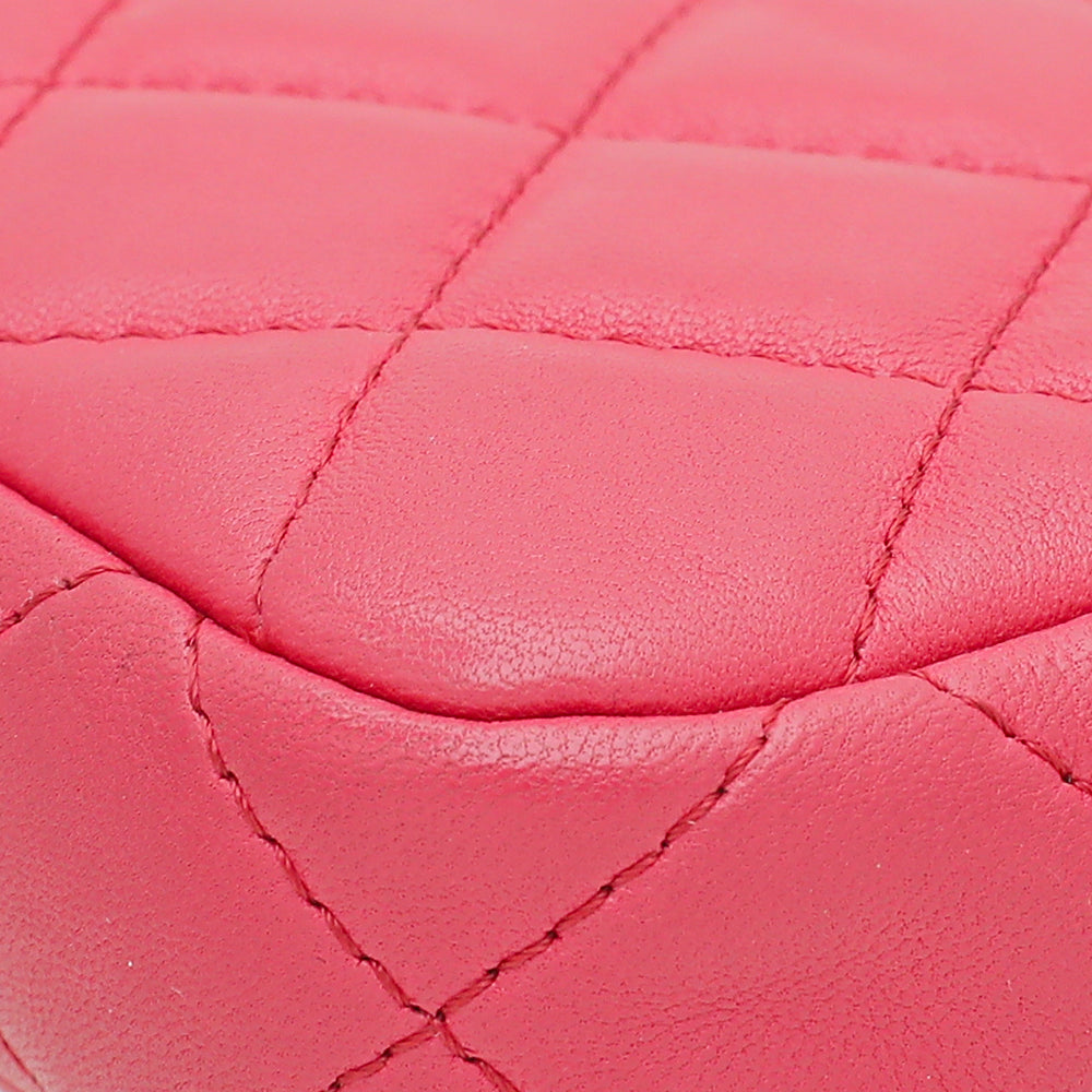 Chanel Pink Double Zip Wallet On Chain