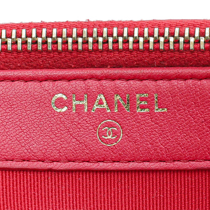 Chanel Pink Double Zip Wallet On Chain