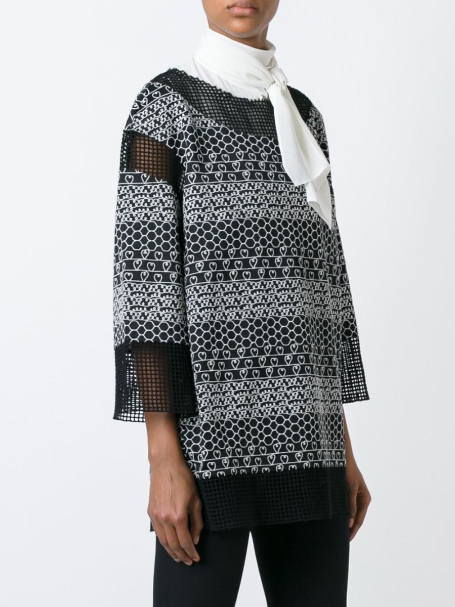 Black Heart Embroidered Blouse
