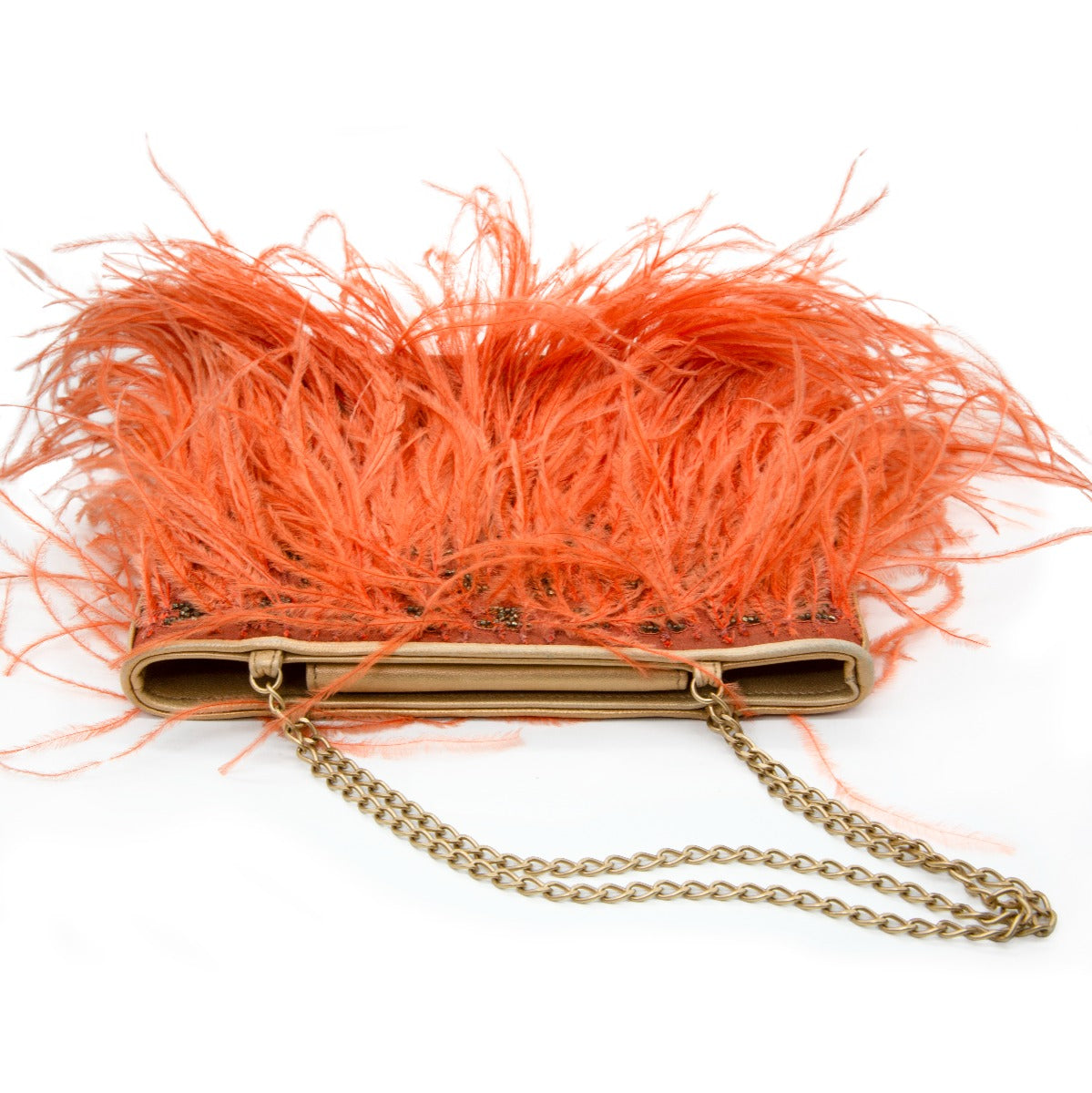 Feather Embellished Clutch Bag