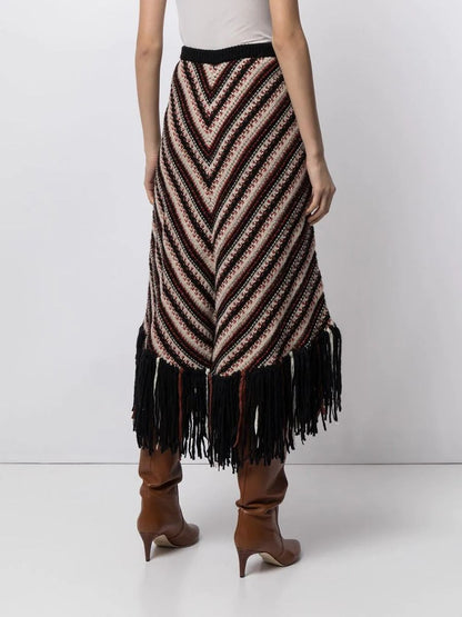 2014 Runway Fringe Wool Skirt