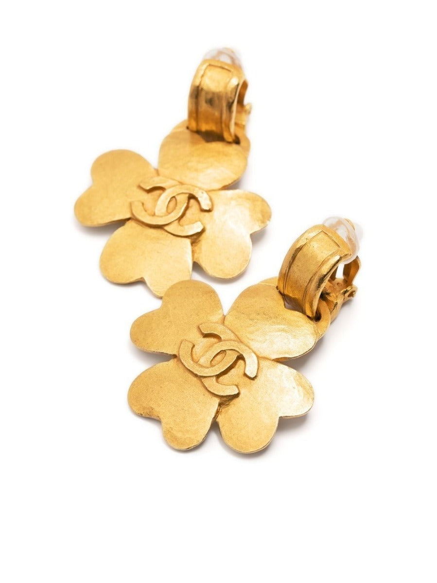 Gold Four Leaf Clover Clip-on Earrings