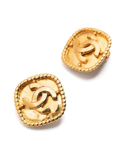 Gold Rhombus Logo Clip-on Earrings