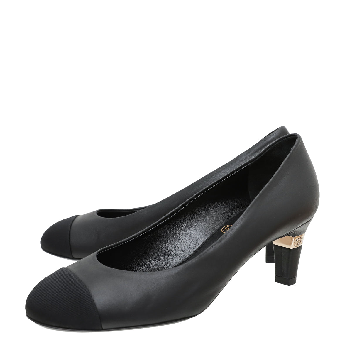 Chanel Black Grosgrain Round Toe Pumps 36.5