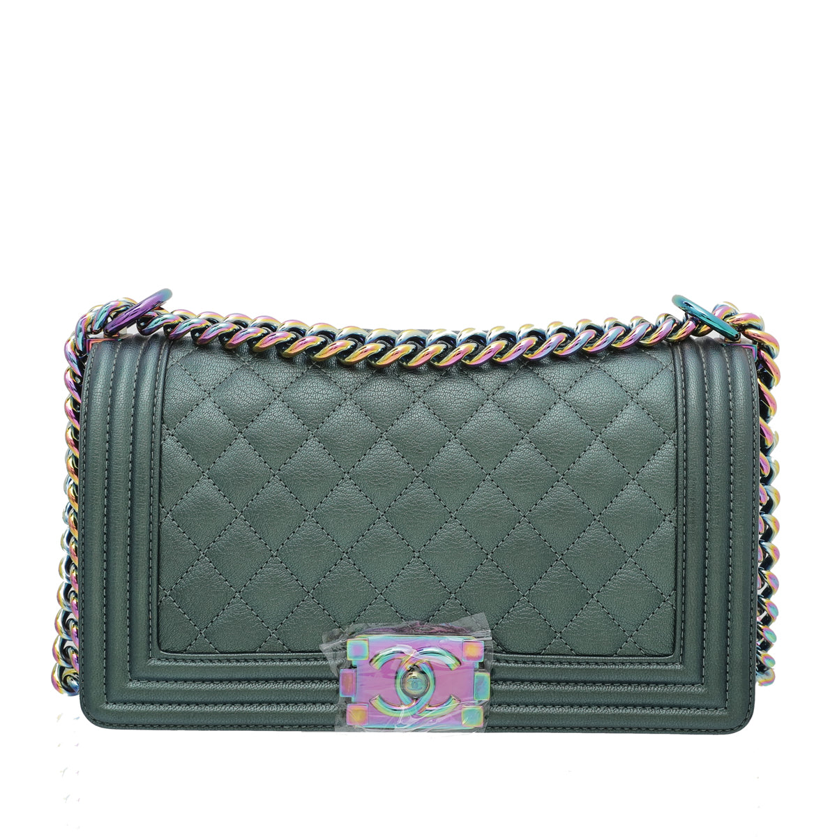 Chanel Blue Green Iridescent Le Boy Medium Bag