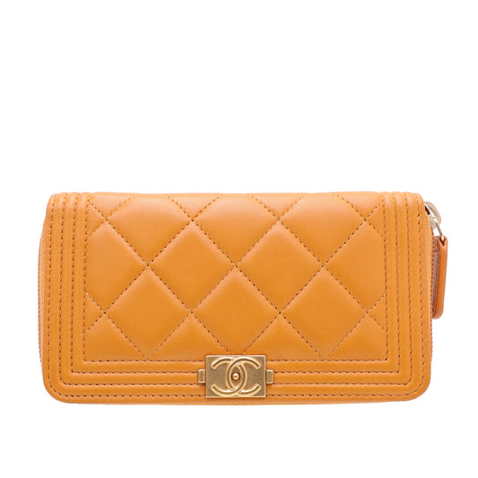 Chanel Mustard Le Boy Zippy Wallet