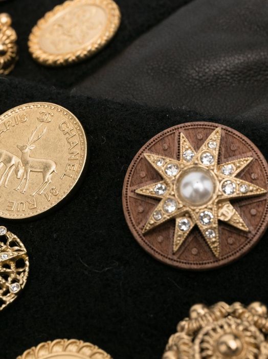 Leather Gloves Black/Brown Star Buttons